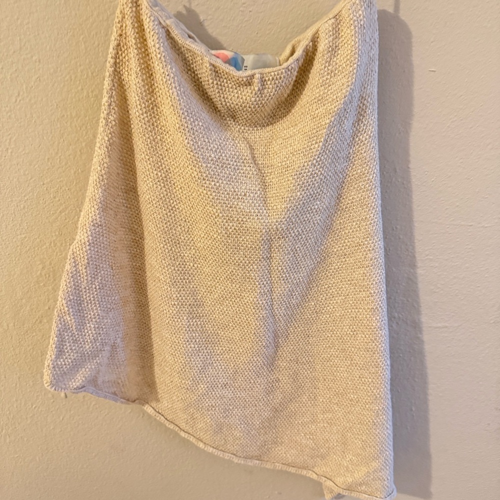 Free People Cream Knit One-Shoulder Top